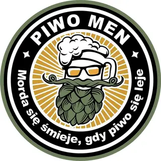 Logo Piwo Men: brodacz z chmielową brodą
